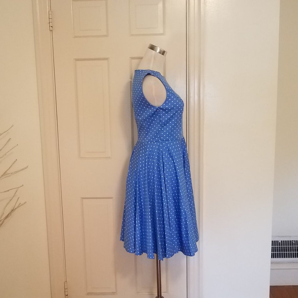 NWT Grace Karin Poka Dot Blue White 95% Cotton  Sleeveless Dress sz S READ - Picture 2 of 10